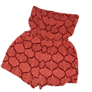 Burnt Orange Strapless Romper with Pockets Small